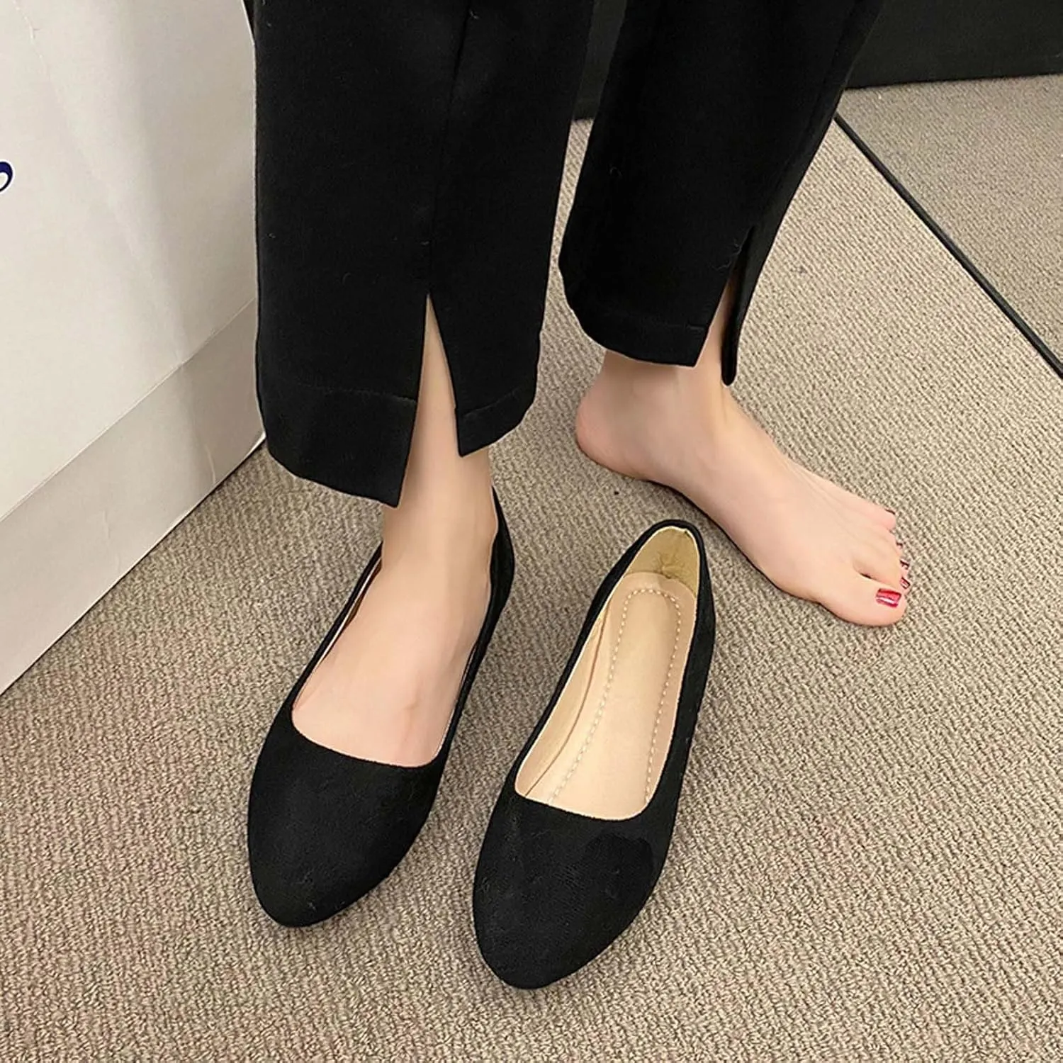 Women's Casual Slip On Comfortable Suede Shoes Low Heel Everyday Walking Footwear for Spring Summer Outfits