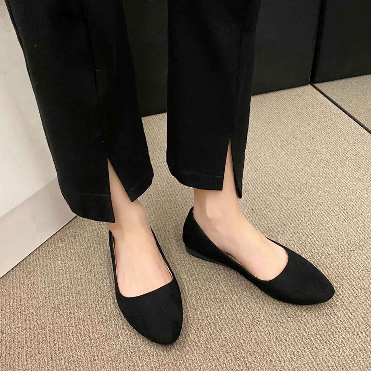 Women's Casual Slip On Comfortable Suede Shoes Low Heel Everyday Walking Footwear for Spring Summer Outfits