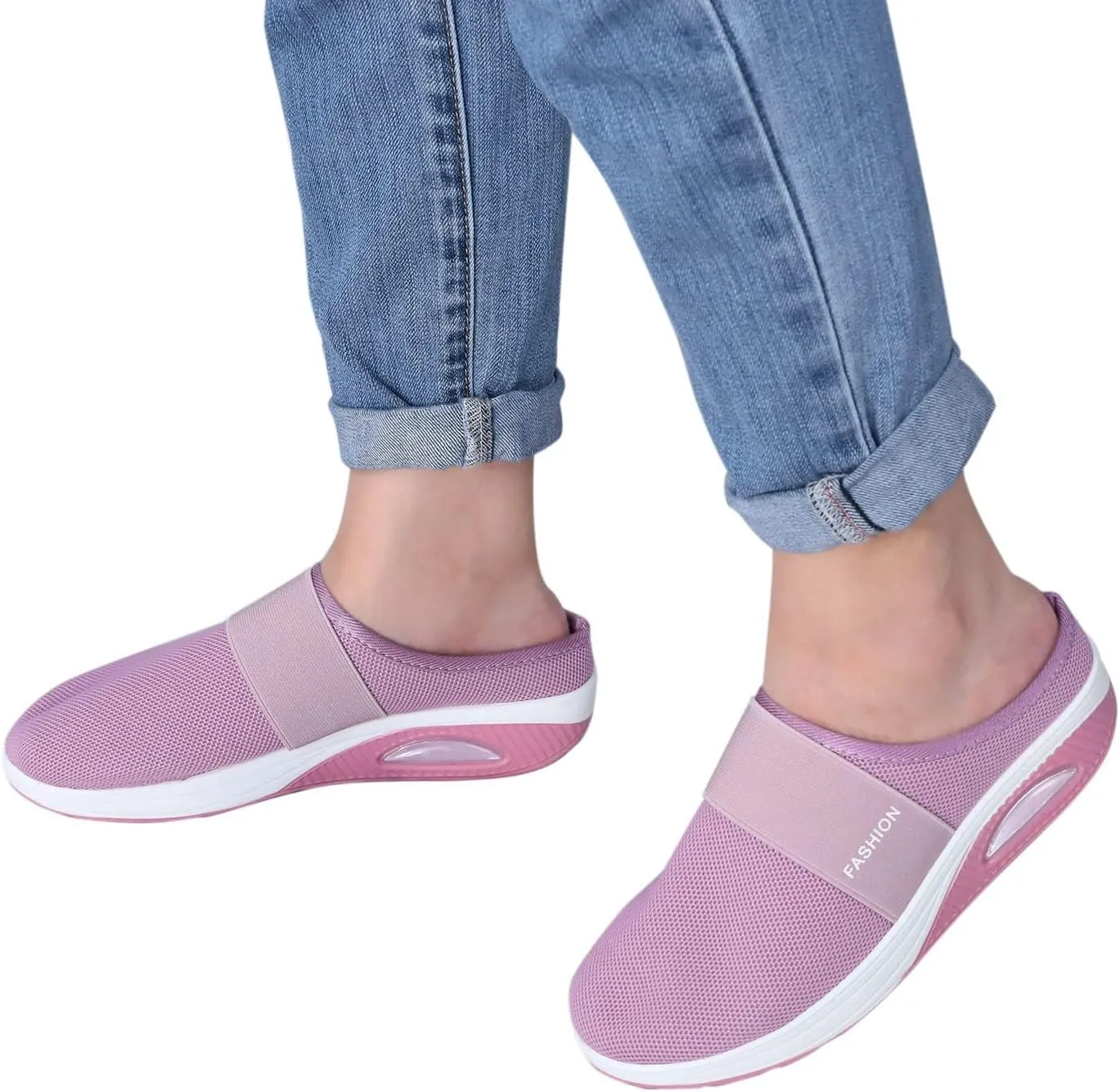 Women's Casual Slip on Half Shoes Breathable Womens Tennis Shoes Mesh Ladies Shoes Casual Black Sneakers Slip On Tennis Shoe Loafers Dress Shoe