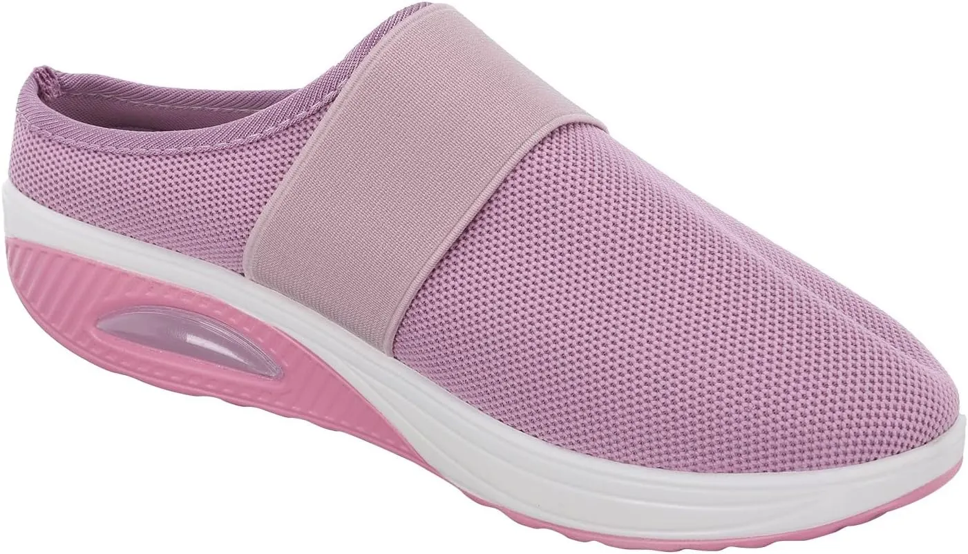 Women's Casual Slip on Half Shoes Breathable Womens Tennis Shoes Mesh Ladies Shoes Casual Black Sneakers Slip On Tennis Shoe Loafers Dress Shoe