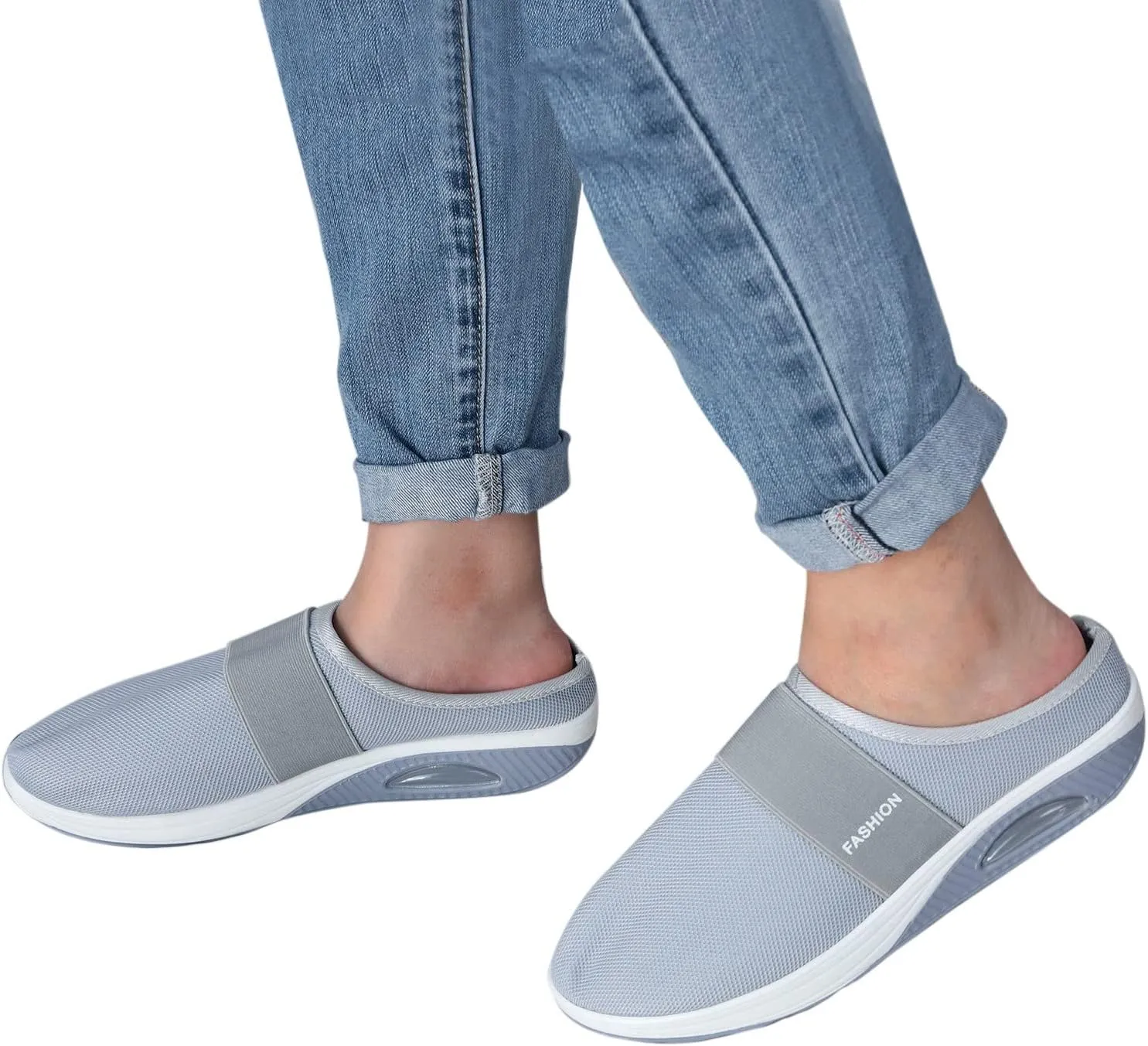 Women's Casual Slip on Half Shoes Breathable Womens Tennis Shoes Mesh Ladies Shoes Casual Black Sneakers Slip On Tennis Shoe Loafers Dress Shoe