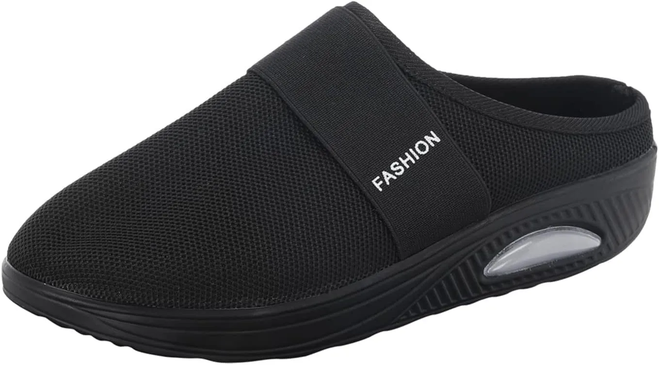 Women's Casual Slip on Half Shoes Breathable Womens Tennis Shoes Mesh Ladies Shoes Casual Black Sneakers Slip On Tennis Shoe Loafers Dress Shoe