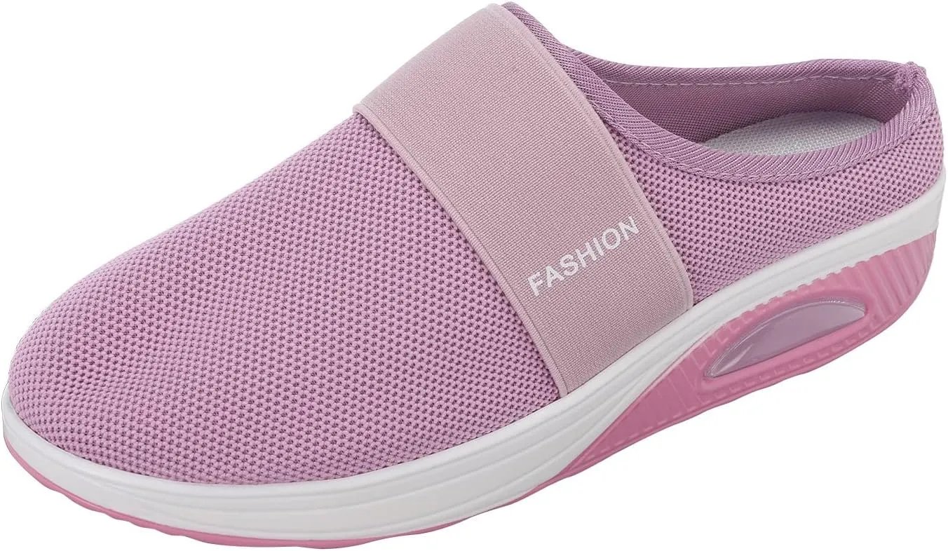 Women's Casual Slip on Half Shoes Breathable Womens Tennis Shoes Mesh Ladies Shoes Casual Black Sneakers Slip On Tennis Shoe Loafers Dress Shoe