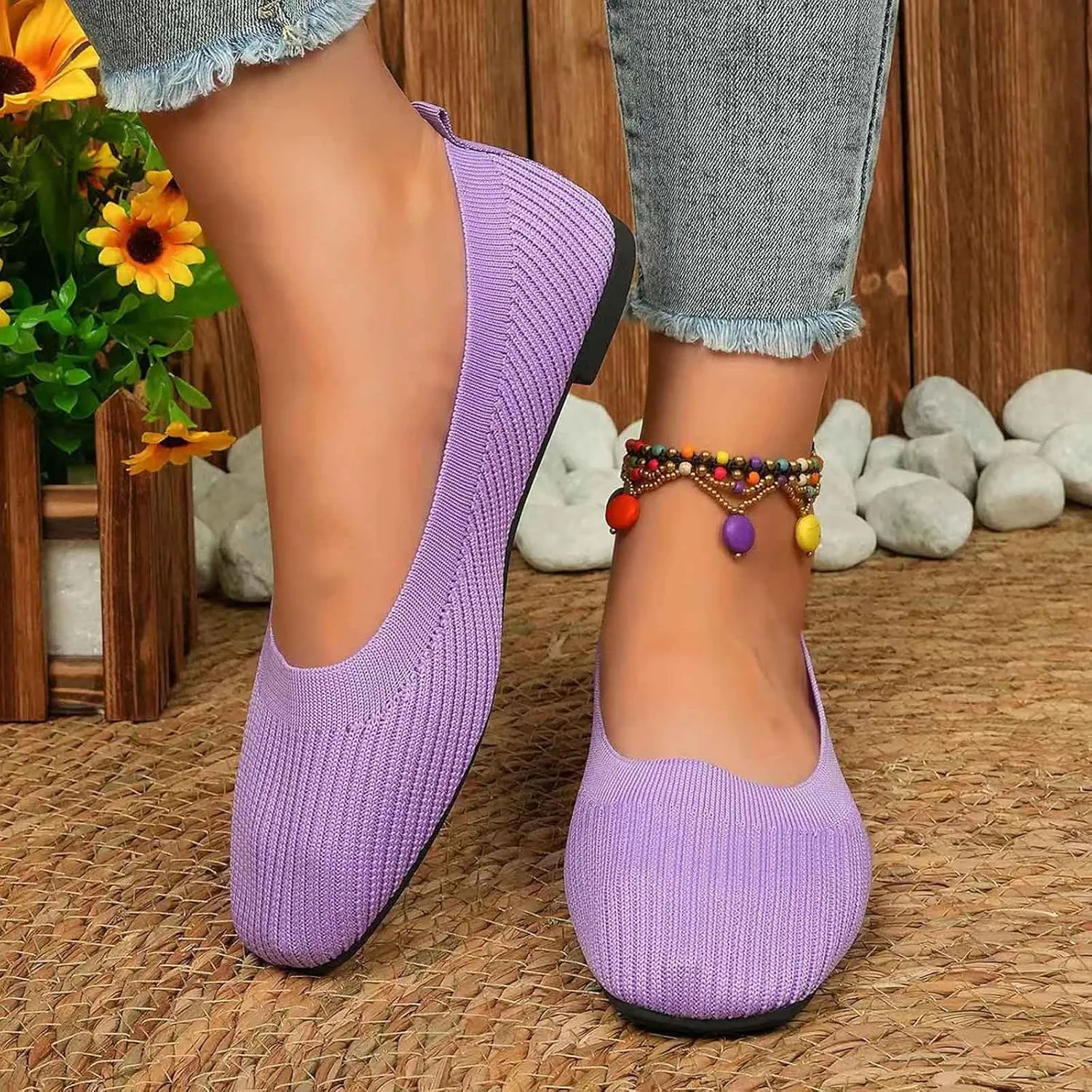 Women's Casual Slip On Loafers Breathable Comfortable Flat Shoes for Daily Wear with Jeans Shorts Pants Spring