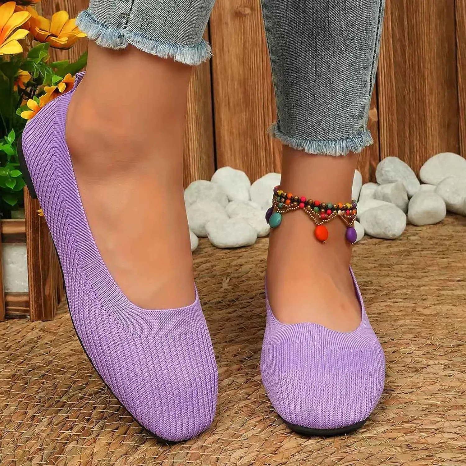 Women's Casual Slip On Loafers Breathable Comfortable Flat Shoes for Daily Wear with Jeans Shorts Pants Spring
