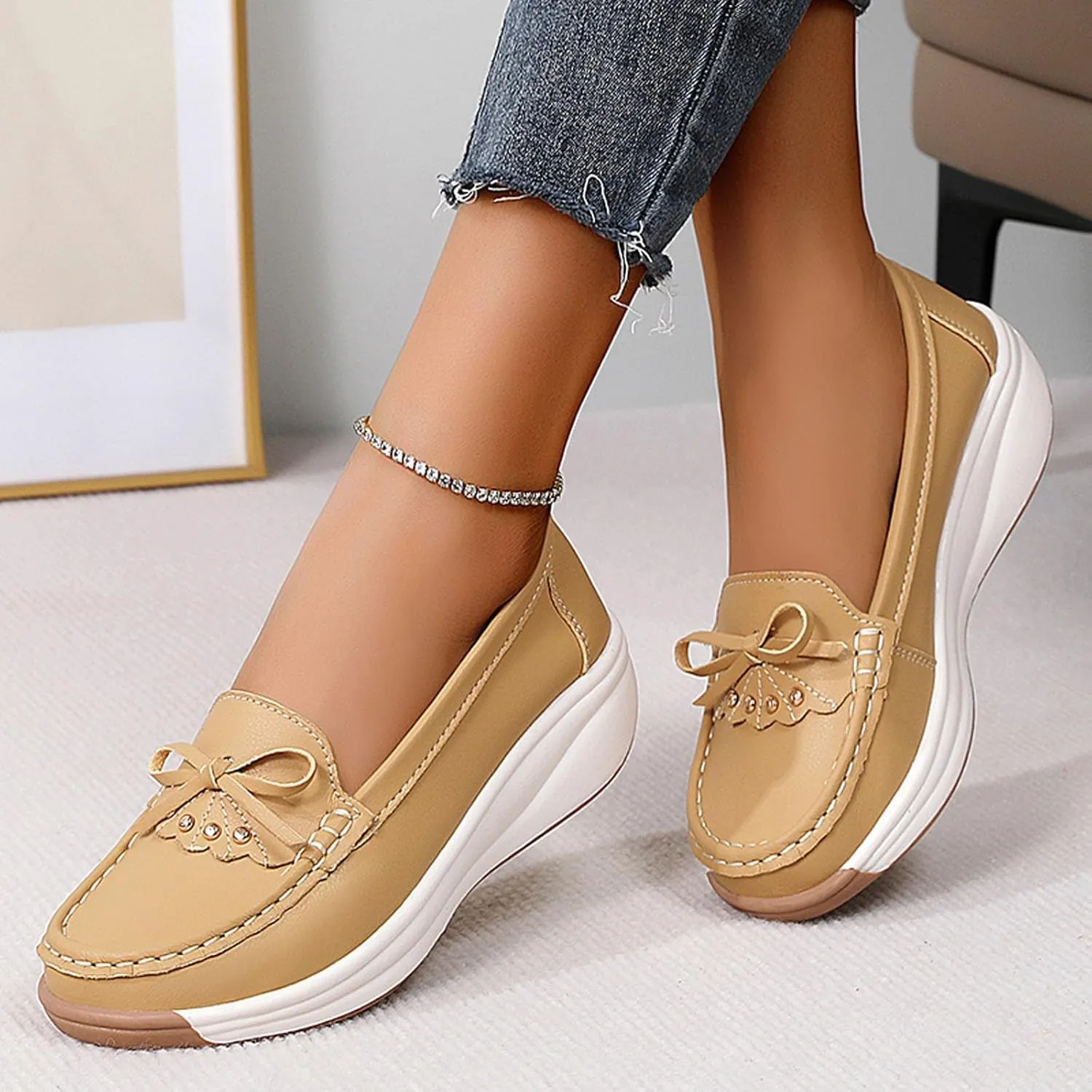 Women's Casual Slip On Loafers Comfortable Lightweight Soft Sole Flat Shoes for Daily Wear Work and Leisure