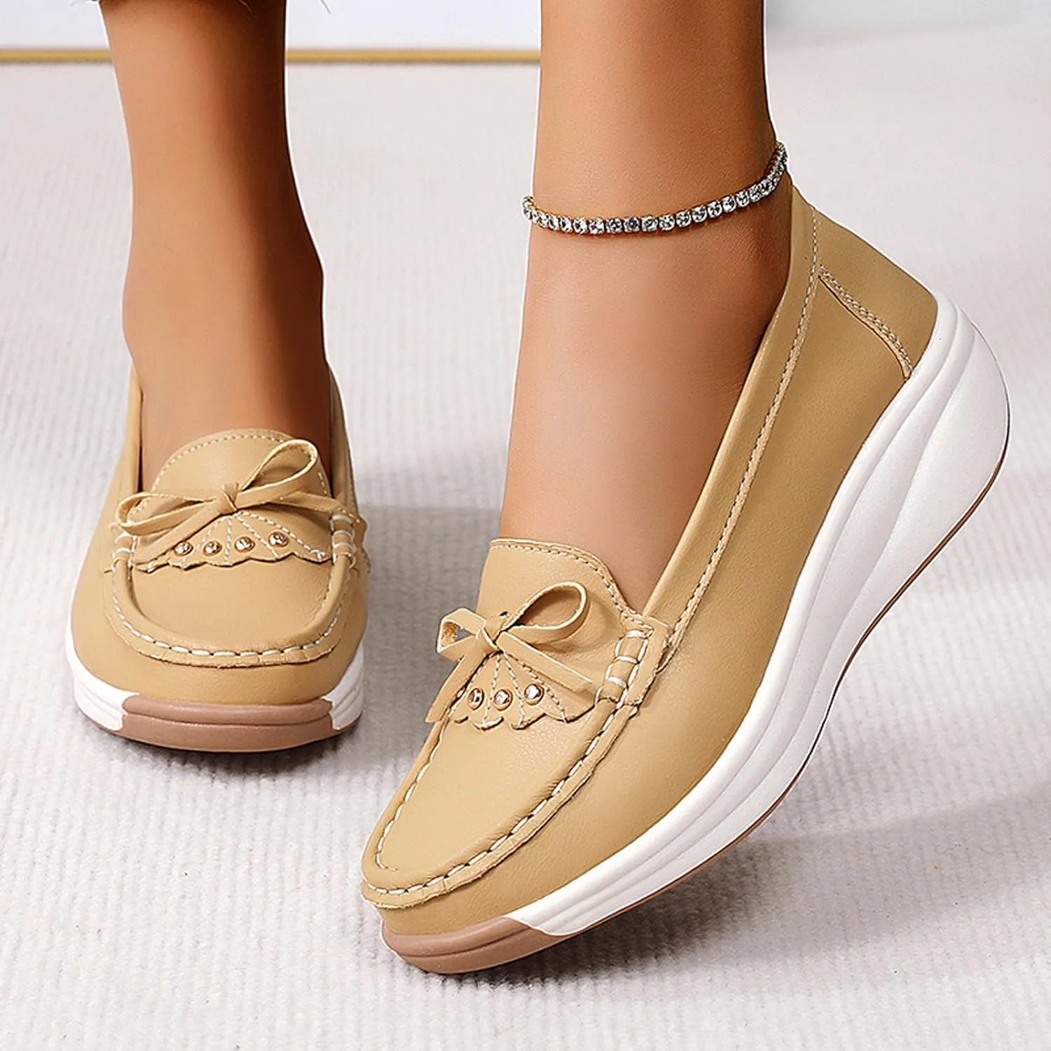 Women's Casual Slip On Loafers Comfortable Lightweight Soft Sole Flat Shoes for Daily Wear Work and Leisure