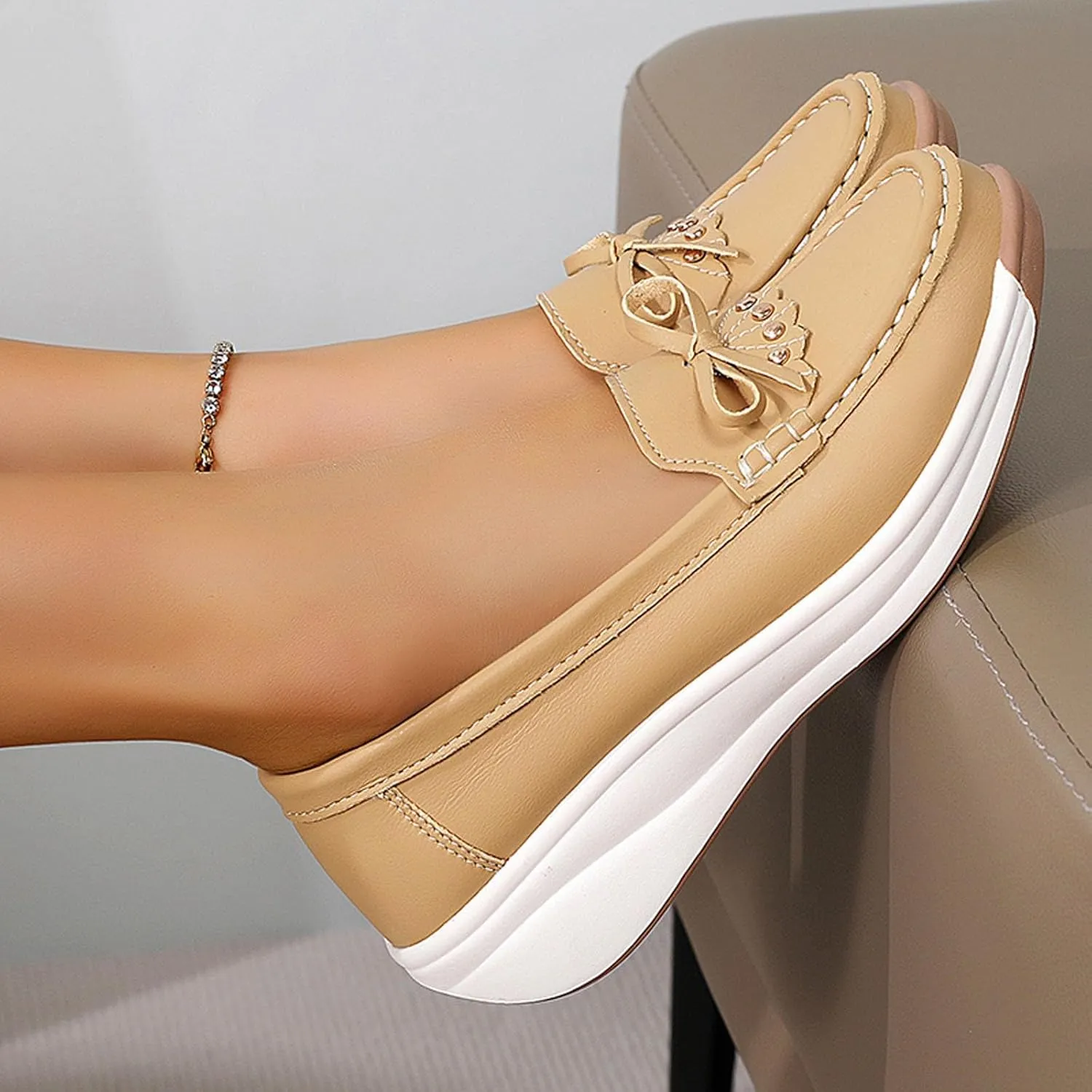 Women's Casual Slip On Loafers Comfortable Lightweight Soft Sole Flat Shoes for Daily Wear Work and Leisure