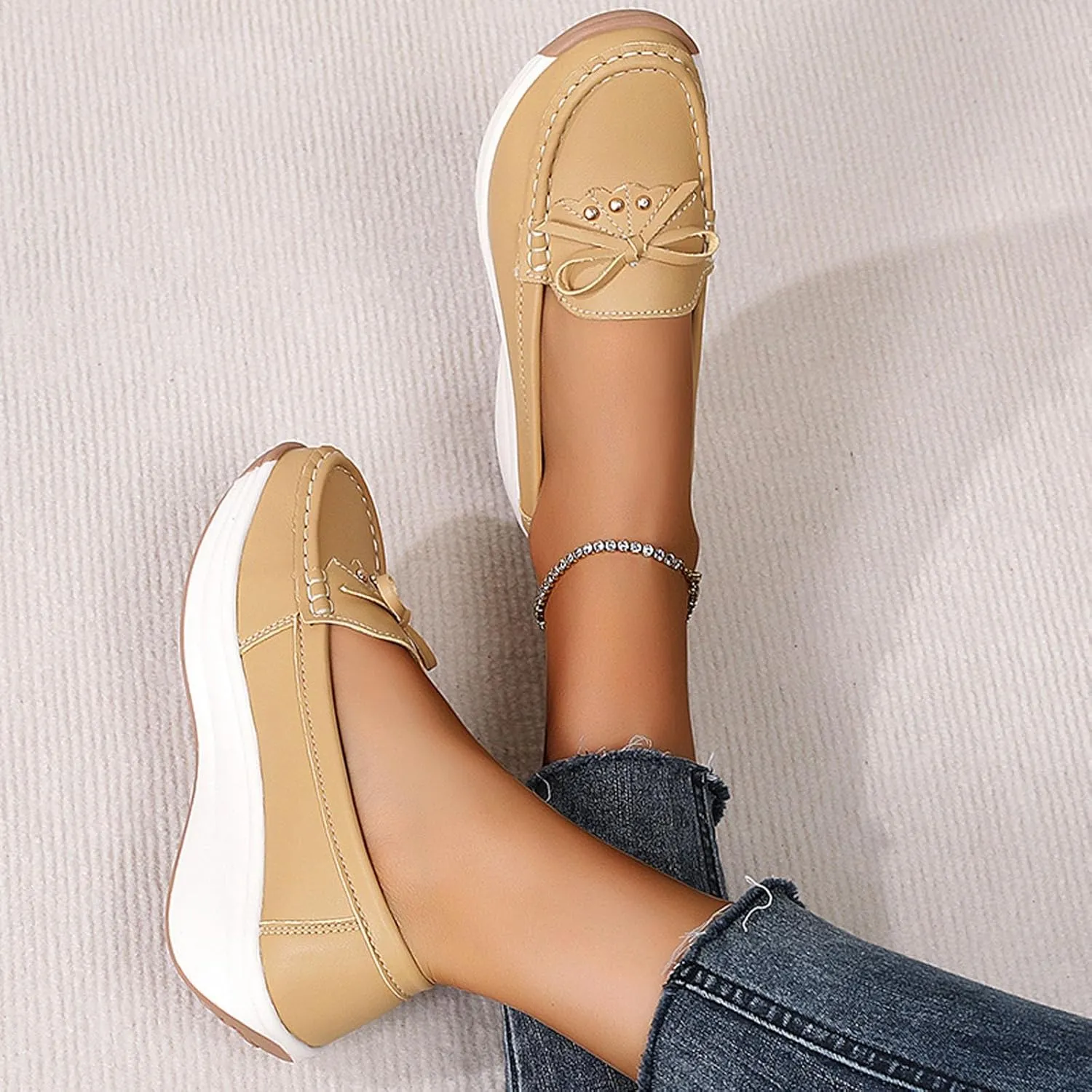 Women's Casual Slip On Loafers Comfortable Lightweight Soft Sole Flat Shoes for Daily Wear Work and Leisure