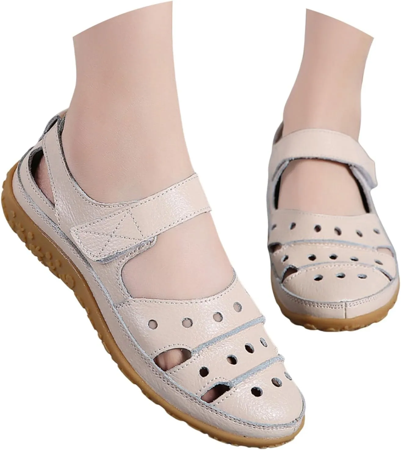 Women's Casual Slip On Shoes Comfortable Flat Sole Hook Loop Fastening Versatile Spring Summer Footwear for Work