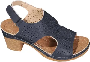Womens Chunky Heel Sandals Wide Width Open Toe Ankle Buckle Strap Platform Wedge Sandals Casual Roman Style Walking Sandal