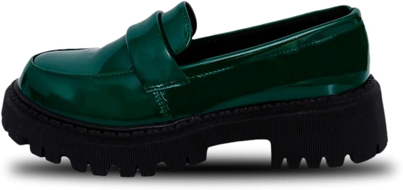 Womens Chunky Loafers Platform Work Shoes Dress Penny Loafers Comfortable Office Shoes Casual Leather Shoes