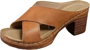 Women's Chunky Low Heel Sandals Thick Heel Strap Women's Outdoor Shoes Fashionable And Casual Fish Mouth Open Beach