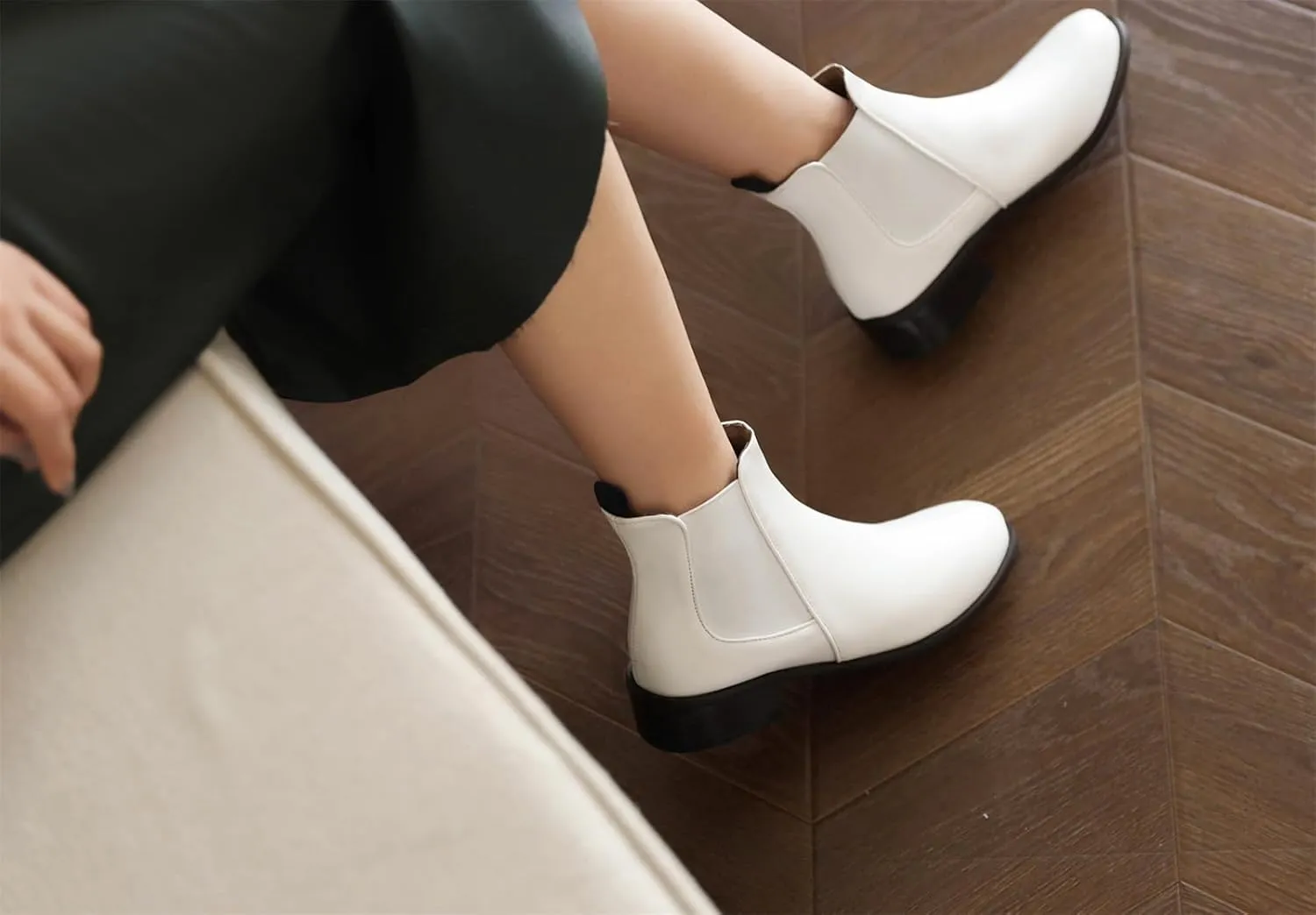 Women's Closed Pointed Toed Slip On Winter Boots Block Heel Dressy Ankle High Boots Warm Work Church Office Outdoor Winter Mid Chunky Heeled Fall Combat Concise Classic Chelsea Booties