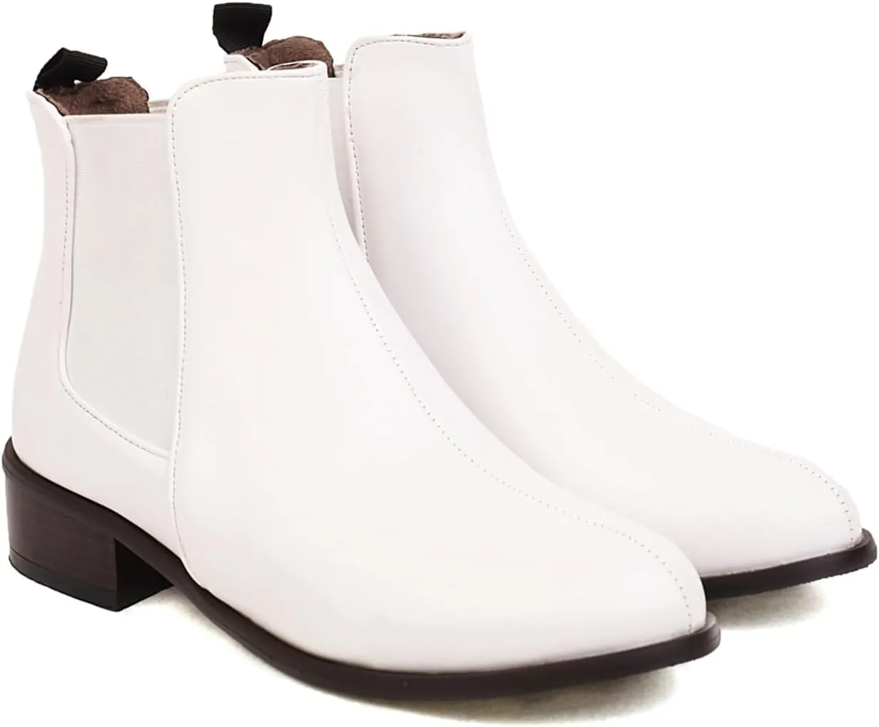 Women's Closed Pointed Toed Slip On Winter Boots Block Heel Dressy Ankle High Boots Warm Work Church Office Outdoor Winter Mid Chunky Heeled Fall Combat Concise Classic Chelsea Booties