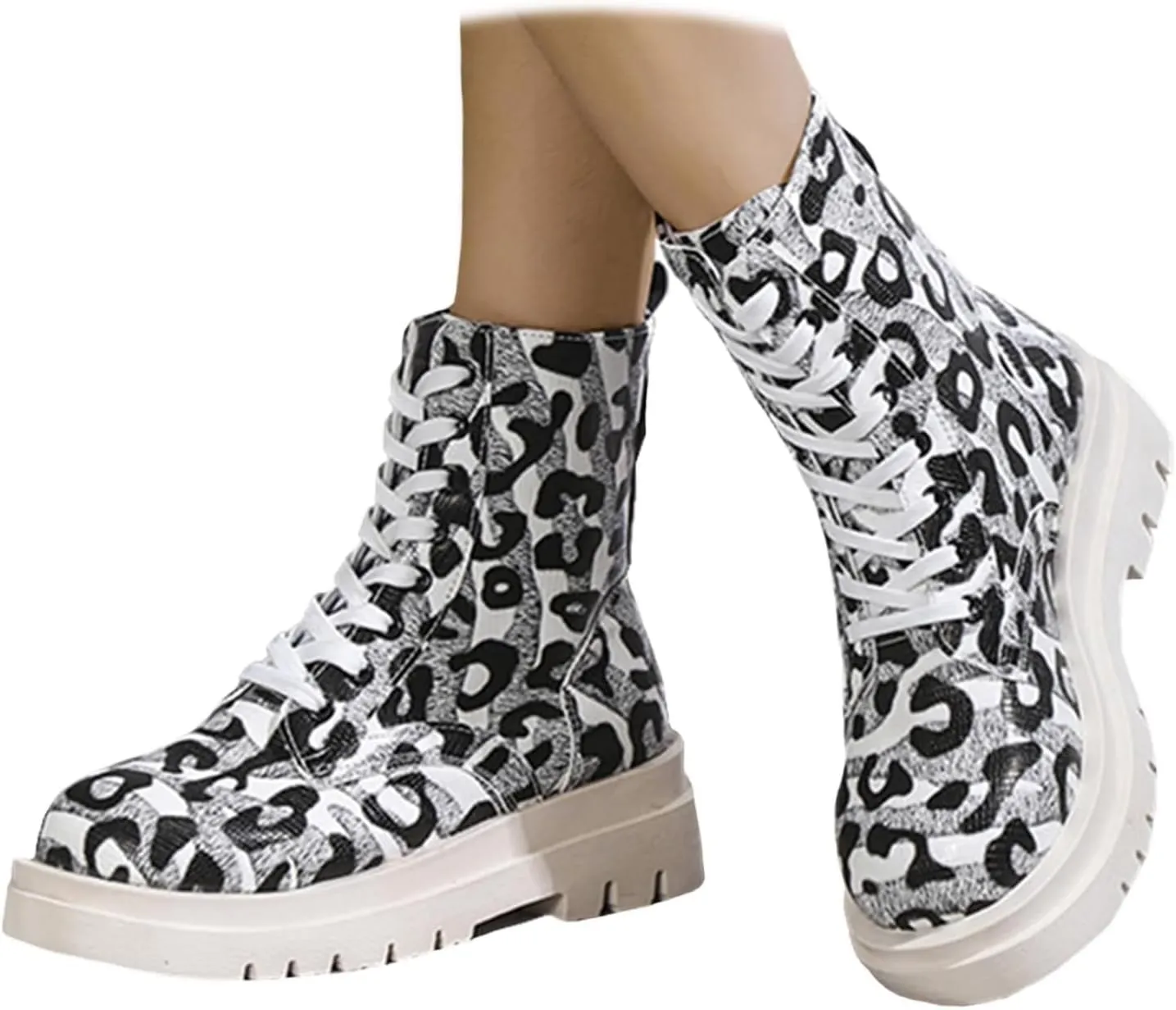 Womens Combat Ankle Boots Lace Up Platform Motorcycle Boots Lace Up Lug Sole Goth Boots Punk Booties for Women