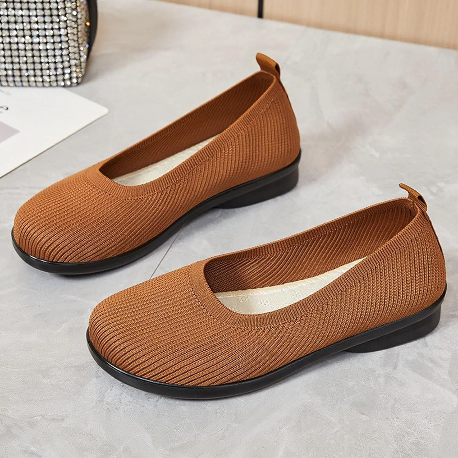 Women's Comfortable Slip On Loafers Low Heel Round Toe Casual Shoes for Daily Wear Dating Vacation Outfits with