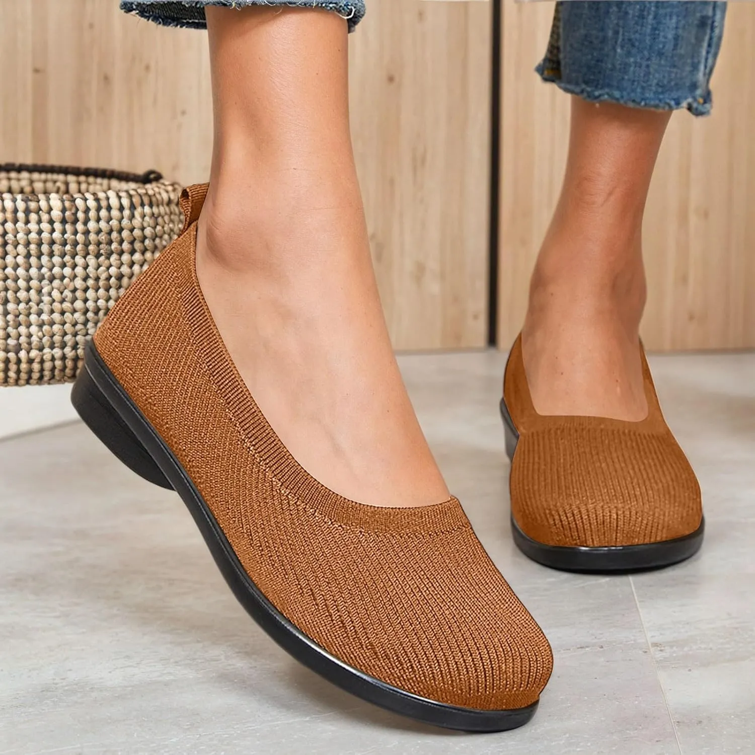 Women's Comfortable Slip On Loafers Low Heel Round Toe Casual Shoes for Daily Wear Dating Vacation Outfits with