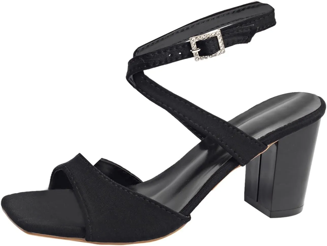 Women's Crisscross Strap Block Heels Sandals Comfortable Open Toe Party Dress Pump Shoes Fashion Square Toe Sandals