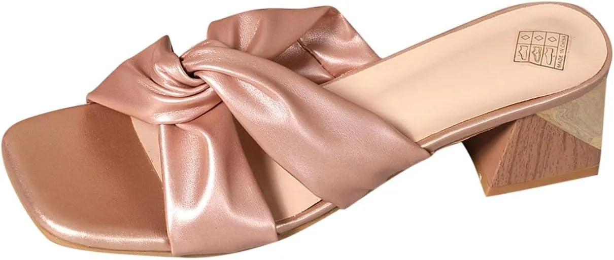 Women's Cross Strappy Block Chunky Heels Fashion Square Open Toe Slip On Heeled Sandals Dressy Party Dress Shoes