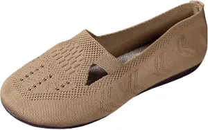 Women's Dress Flat Ballet Breathable Hollow Out Mesh Flat Women's Summer Shoes Casual Knit Dress Shoes