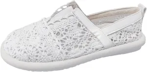 Women's Dress Flat Ballet Low Hollow Out Breathable Soft Single Shoe Ladies Casual Flower Lace Flats Knit Dress Shoes