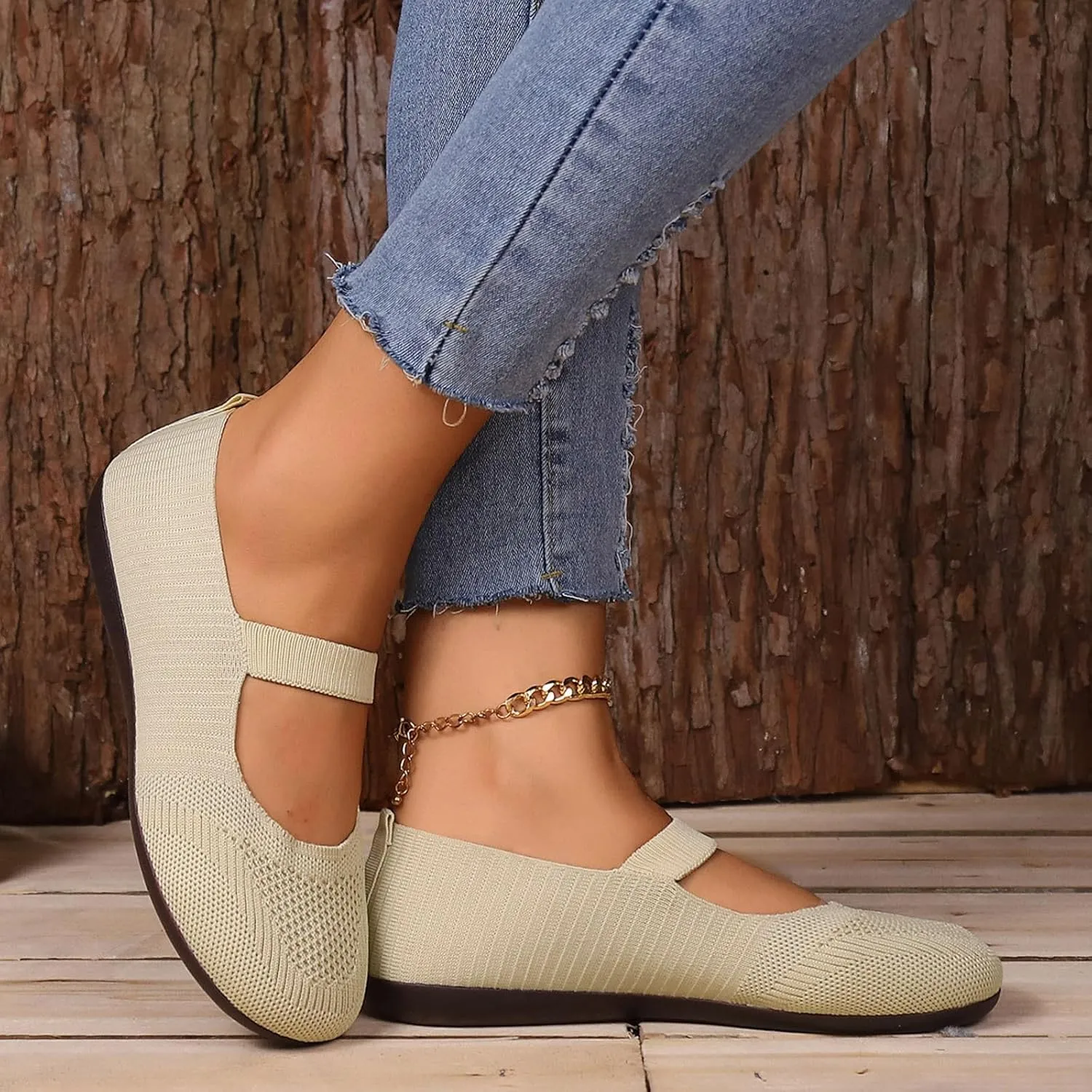 Women's Dress Flat Ballet Low Pointed Toe Knit Ballet Women's Ballet Flats Ladies Fashion Solid Color Breathable Knitted Mesh Shoes