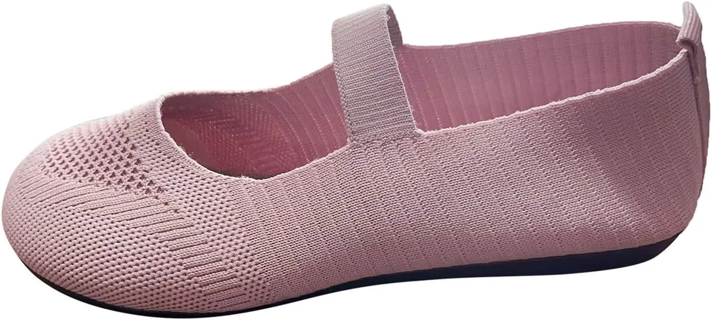 Women's Dress Flat Ballet Low Pointed Toe Knit Ballet Women's Ballet Flats Ladies Fashion Solid Color Breathable Knitted Mesh Shoes