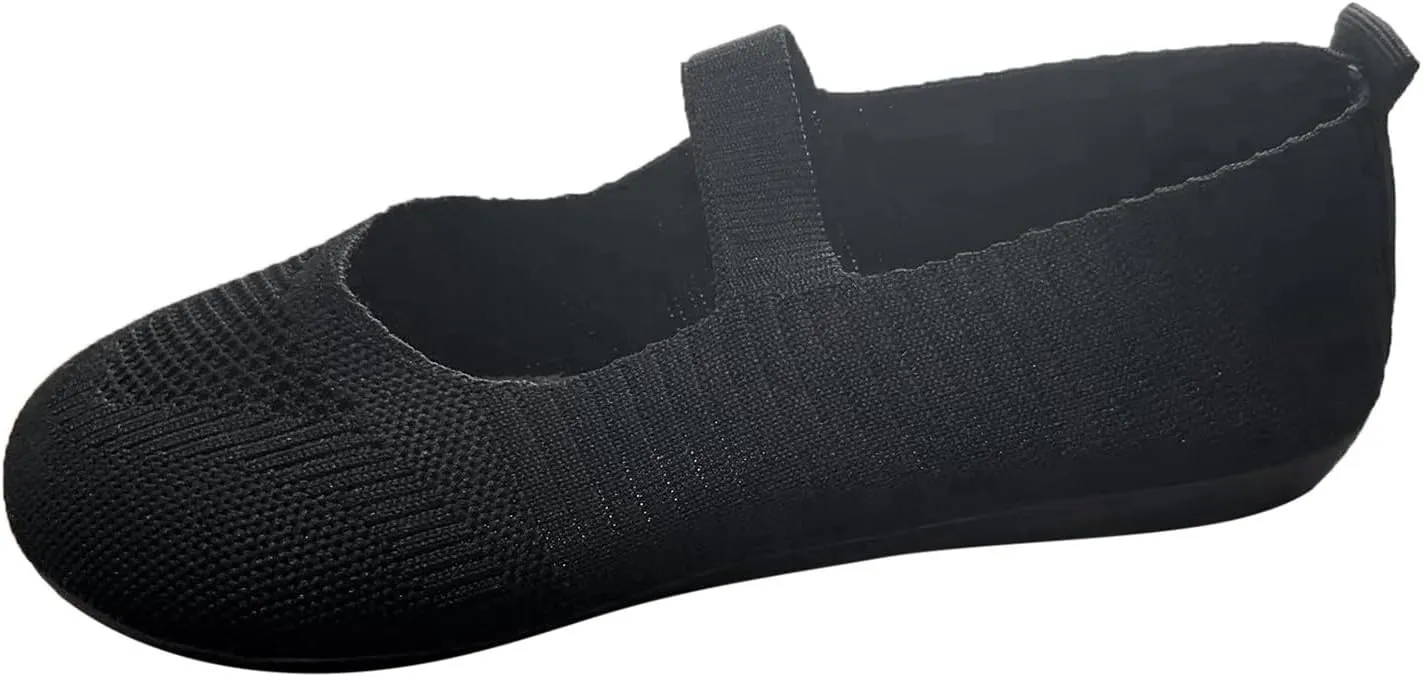 Women's Dress Flat Ballet Low Pointed Toe Knit Ballet Women's Ballet Flats Ladies Fashion Solid Color Breathable Knitted Mesh Shoes