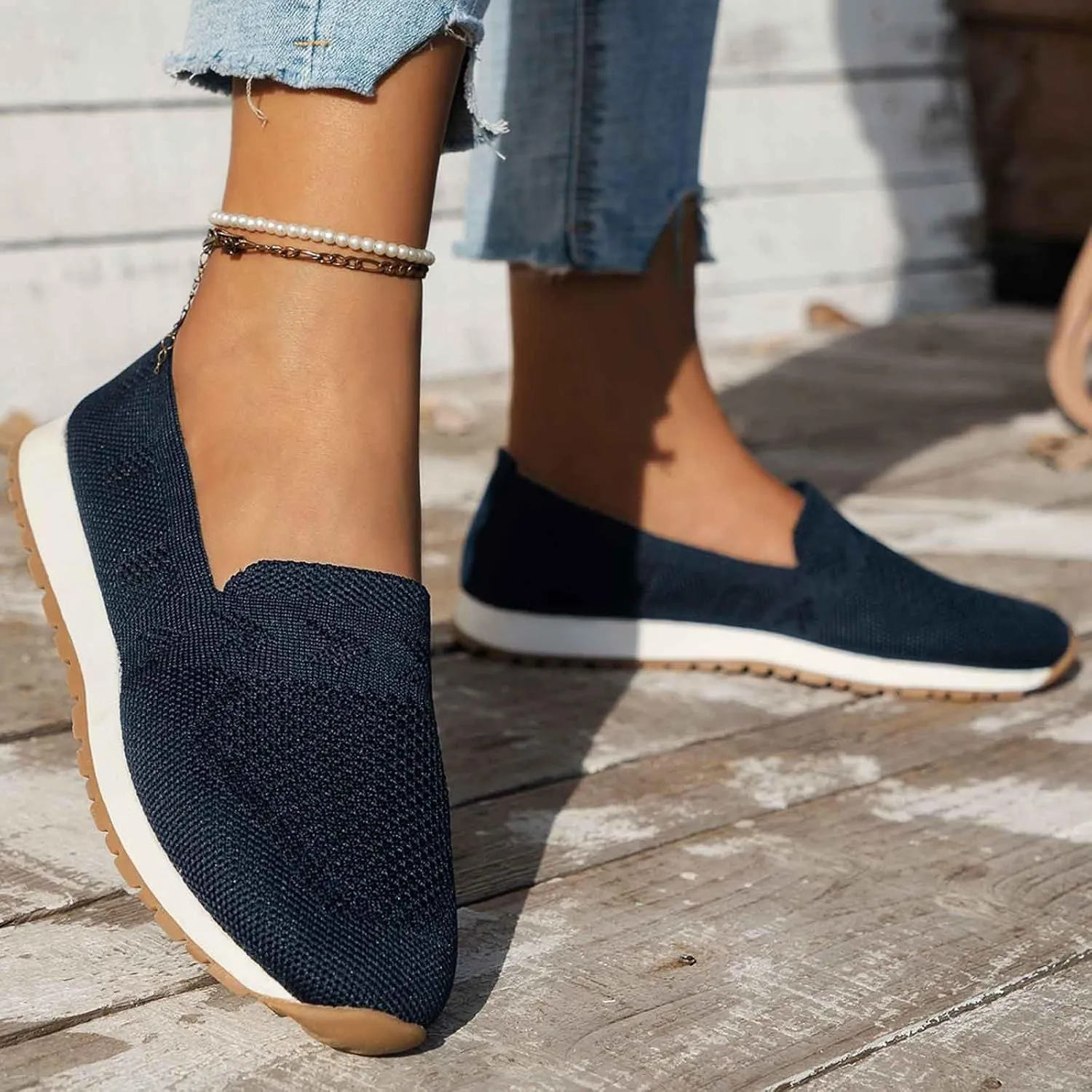 Women's Dress Flat Ballet Low Wedge Women's Slip On Travel Soft Men's Breathable Mesh Casual Light Outdoor Hiking Shoes