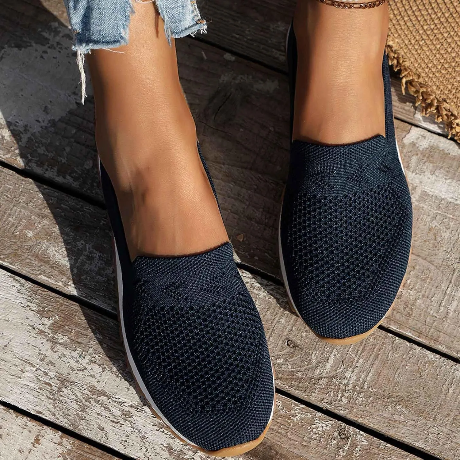 Women's Dress Flat Ballet Low Wedge Women's Slip On Travel Soft Men's Breathable Mesh Casual Light Outdoor Hiking Shoes