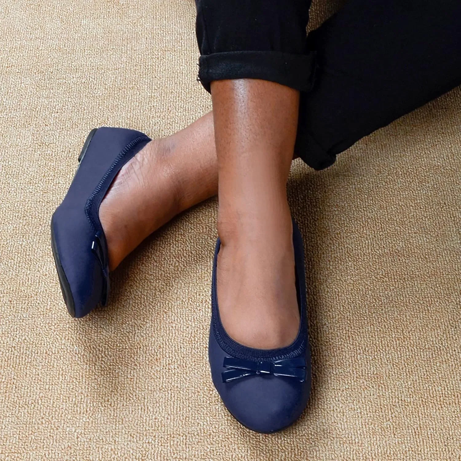 Women's Dress Flats Ballet Comfortable Knit Dressy Flats Comfort Pointed Toe Dress Shoes Slip on Shoes for Women
