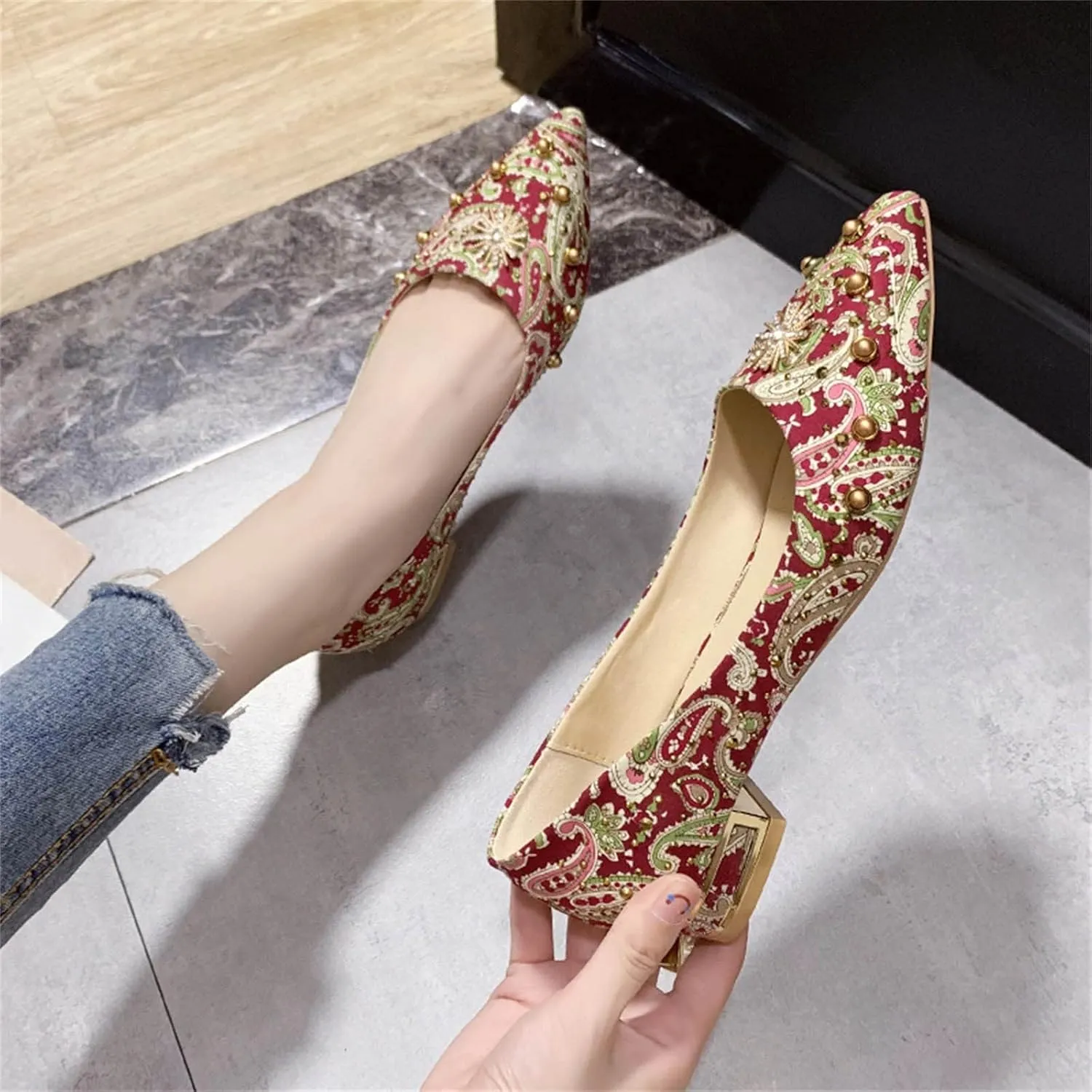 Women's Dress Flats Ballet Women's Knit Ballet Flat Pointed Toe Dress Shoes Light Weight Slip-On Dress Shoes