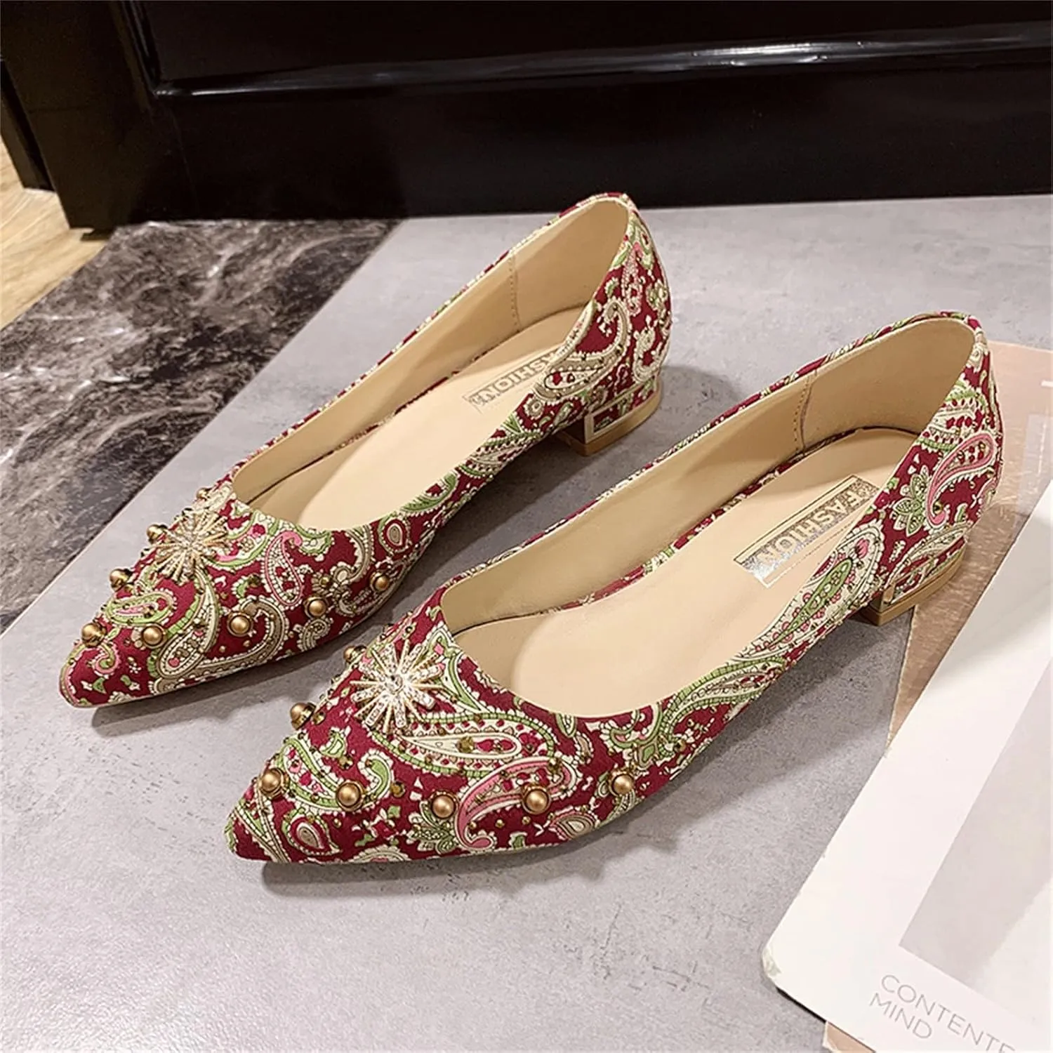 Women's Dress Flats Ballet Women's Knit Ballet Flat Pointed Toe Dress Shoes Light Weight Slip-On Dress Shoes