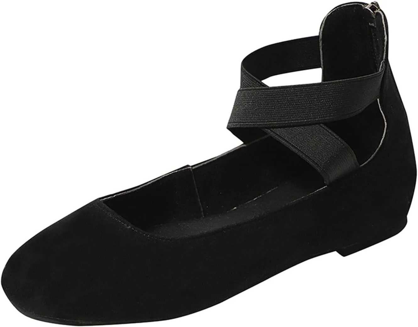 Women's Dressy Ballet Flats Summer Casual Elastic Ankle Straps Closed Toe Flat Ballerina Comfortable Office Work Shoes Walking Flats