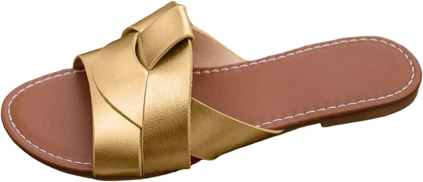 Women's Dressy Flat Sandals Ladies' Casual And Fashionable Summer Flat Slippers One Line Breathable And Comfortable