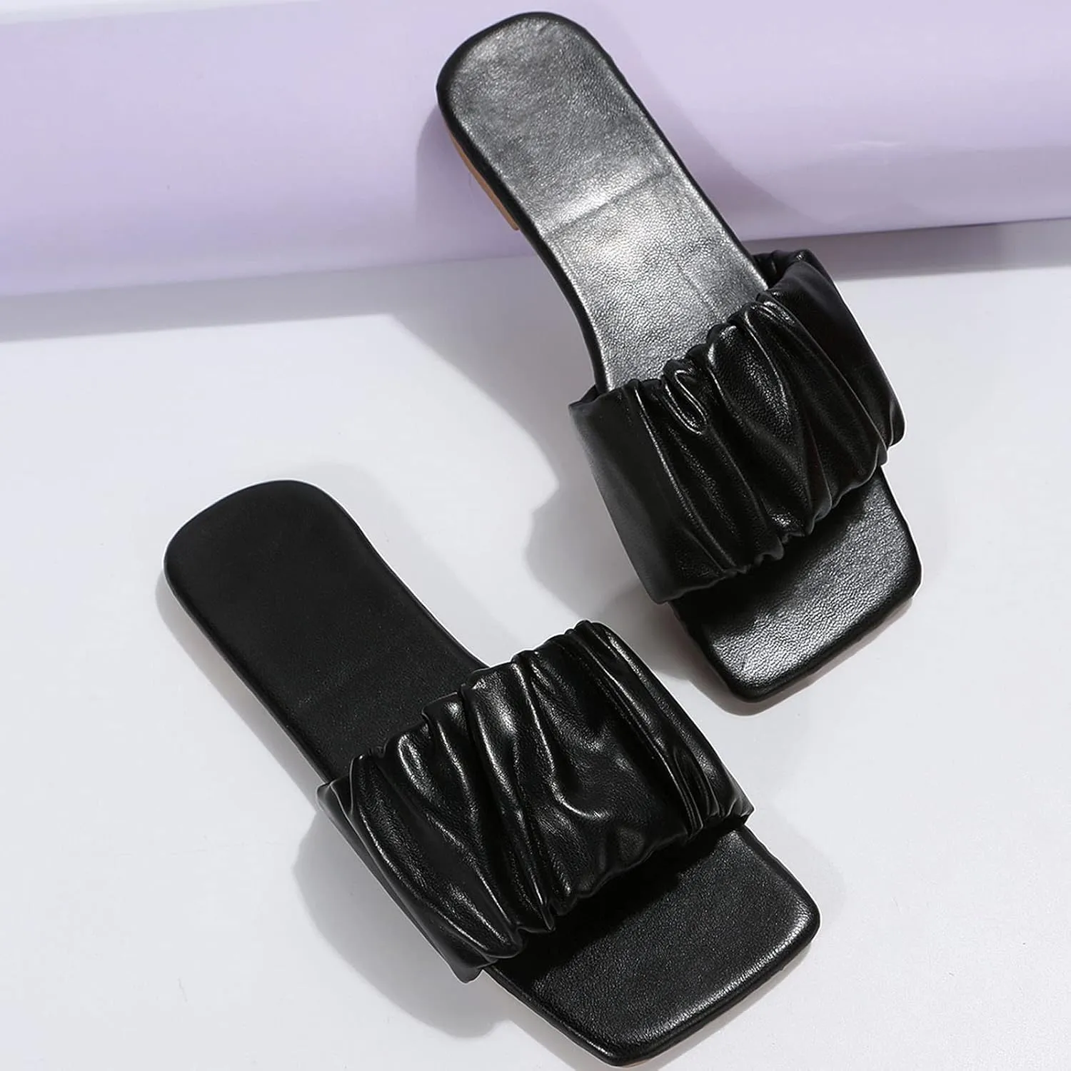 Women's Dressy Flat Sandals Women Summer Slip On Solid Casual Open Toe Flat Soft Bottom Breathable Shoes Sandals