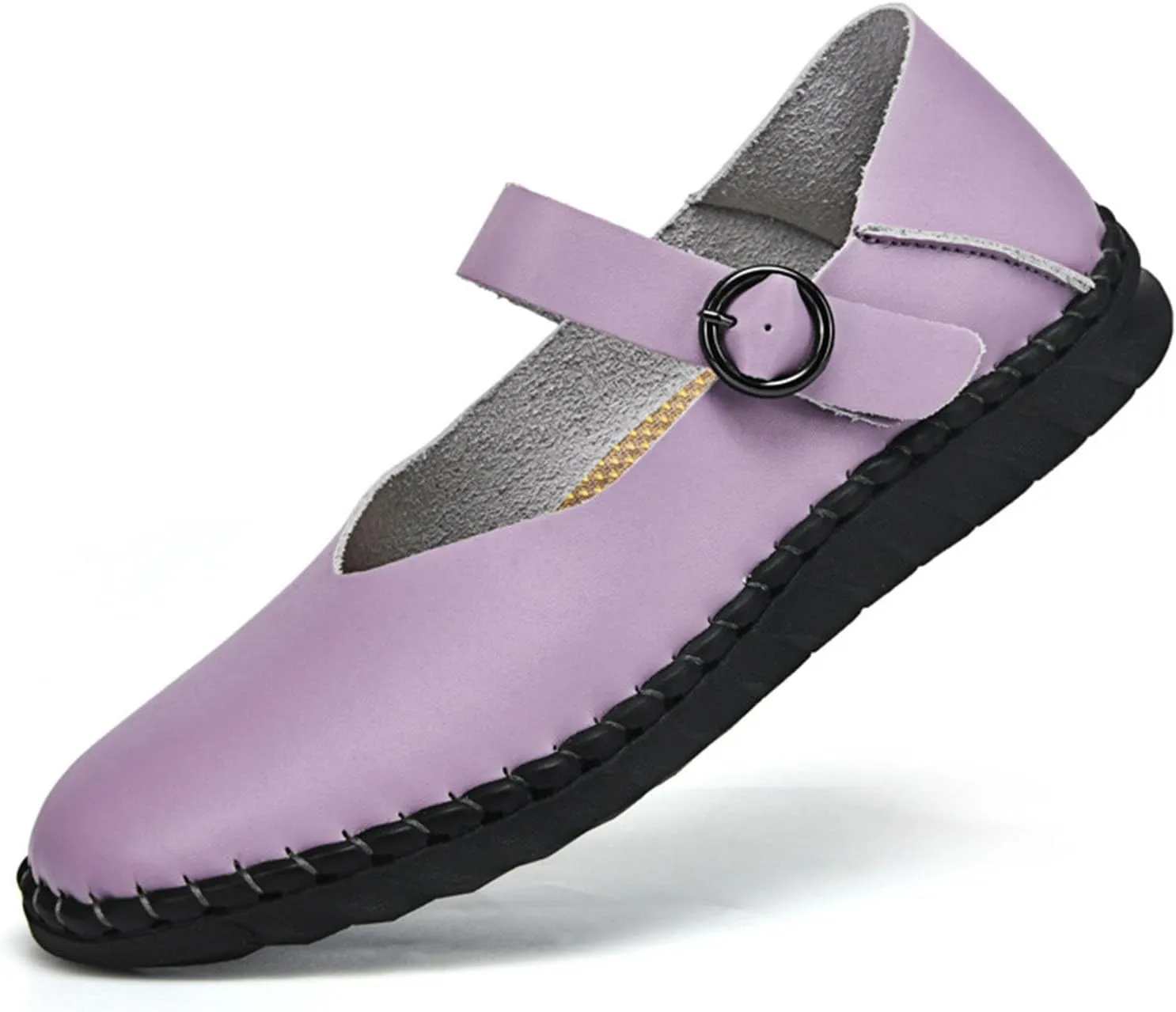Womens Fashion Bright Color Mary Jane Flats Comfort PU Leather China Doll Shoes Cute Closed Toe Walking Slip On 2025