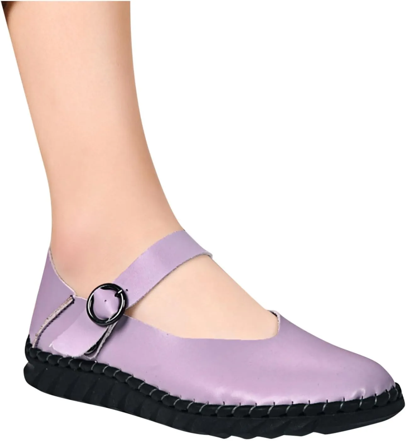 Womens Fashion Bright Color Mary Jane Flats Comfort PU Leather China Doll Shoes Cute Closed Toe Walking Slip On 2025