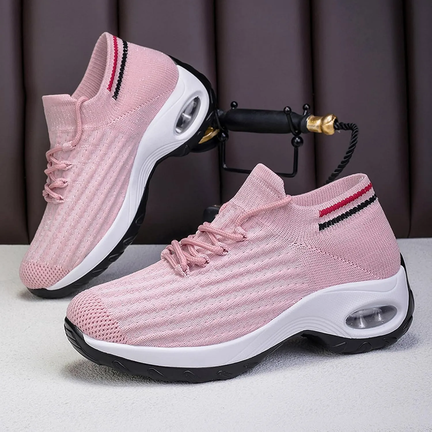 Women's Fashion Fabric Lace Up Solid Color Running Shoes Casual Comfortable Breathable Sneakers No Lace Athletic Shoes Women