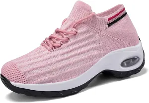 Women's Fashion Fabric Lace Up Solid Color Running Shoes Casual Comfortable Breathable Sneakers No Lace Athletic Shoes Women