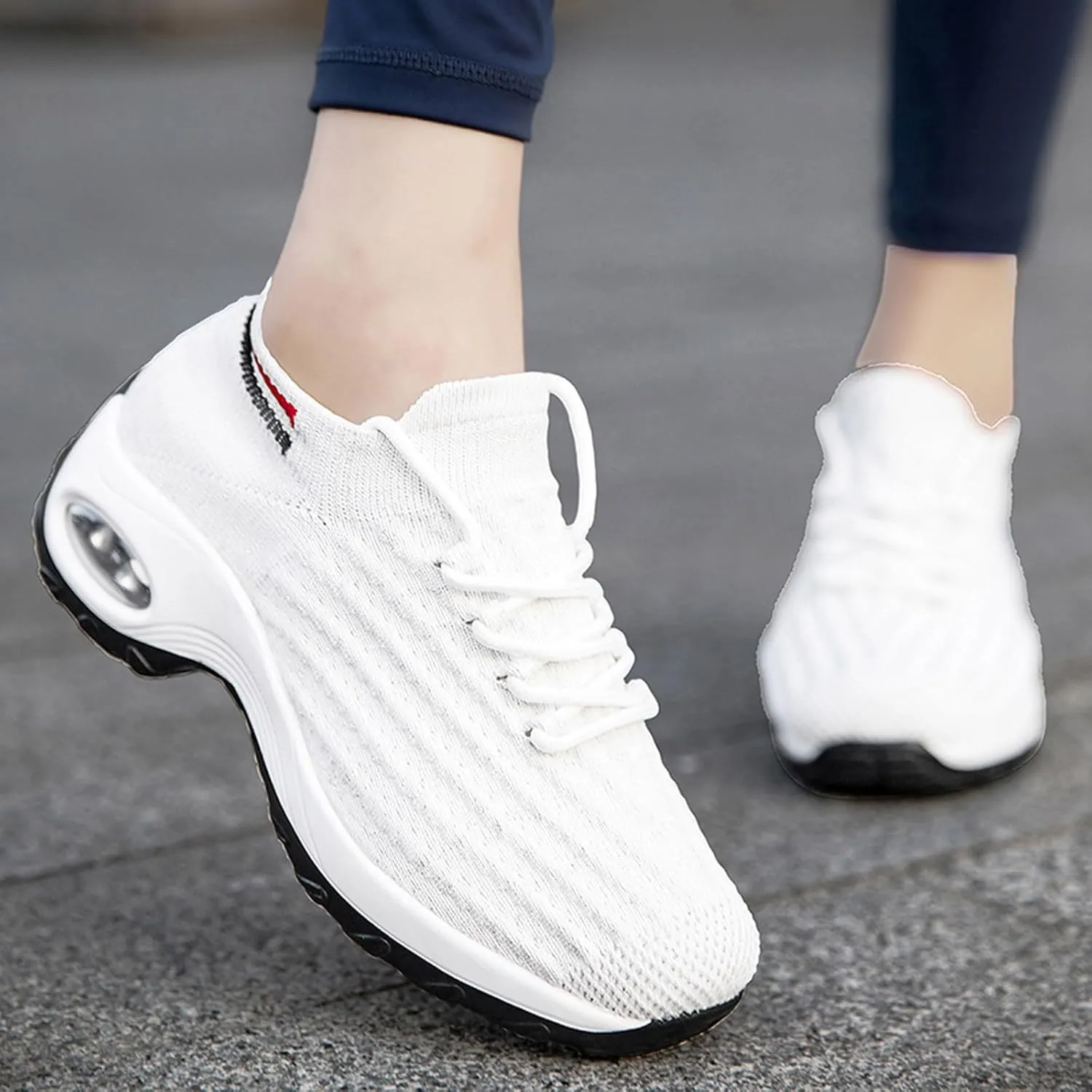 Women's Fashion Fabric Lace Up Solid Color Running Shoes Casual Comfortable Breathable Sneakers No Lace Athletic Shoes Women