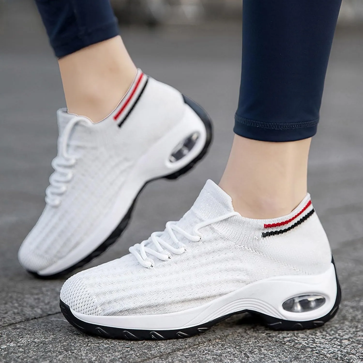 Women's Fashion Fabric Lace Up Solid Color Running Shoes Casual Comfortable Breathable Sneakers No Lace Athletic Shoes Women