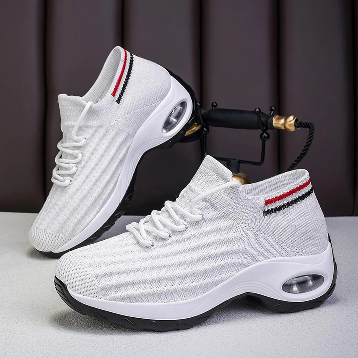 Women's Fashion Fabric Lace Up Solid Color Running Shoes Casual Comfortable Breathable Sneakers No Lace Athletic Shoes Women