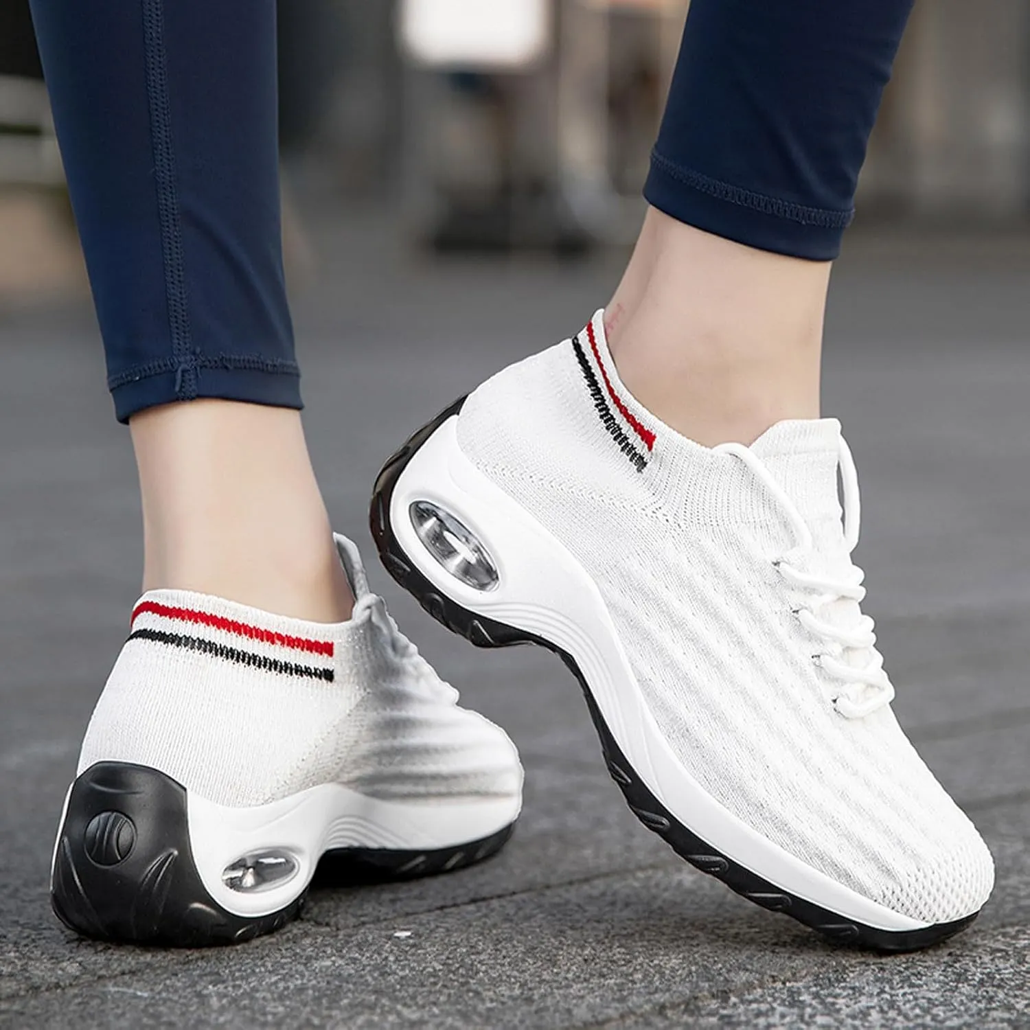 Women's Fashion Fabric Lace Up Solid Color Running Shoes Casual Comfortable Breathable Sneakers No Lace Athletic Shoes Women