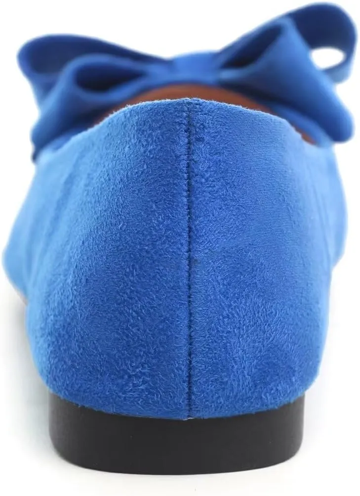 Women's Fashion Faux Suede Bow Flats Ballets Flats Slip On Comfort Driving Loafers