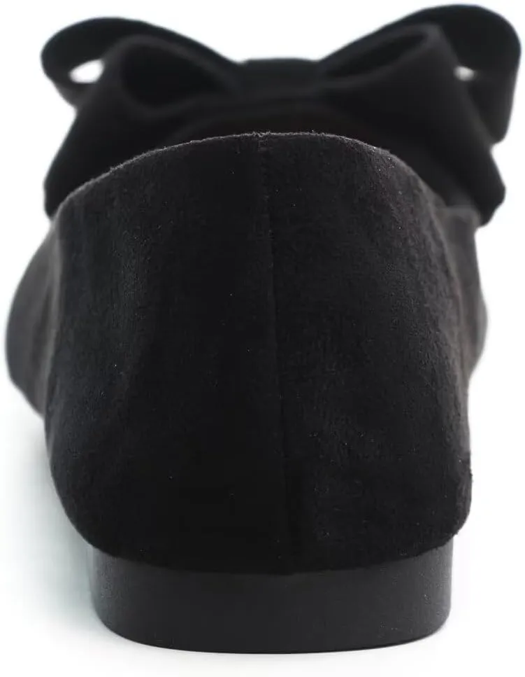 Women's Fashion Faux Suede Bow Flats Ballets Flats Slip On Comfort Driving Loafers