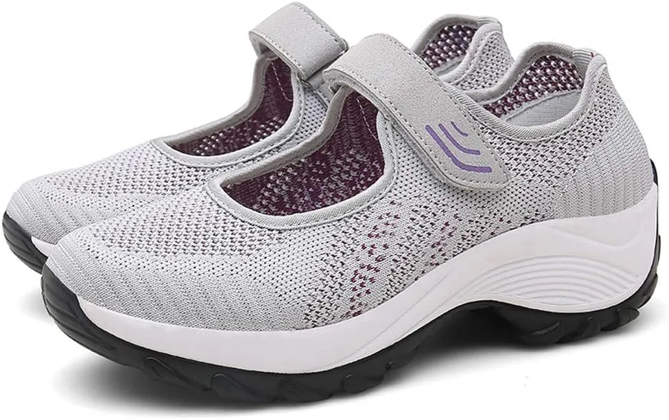 Women's Fashion Sneaker Mesh Slip On Black Non Slip Shoes for Women Comfortable Ladies Shoes Casual Slip On Loafers for Women Casual Grey Sneakers Women