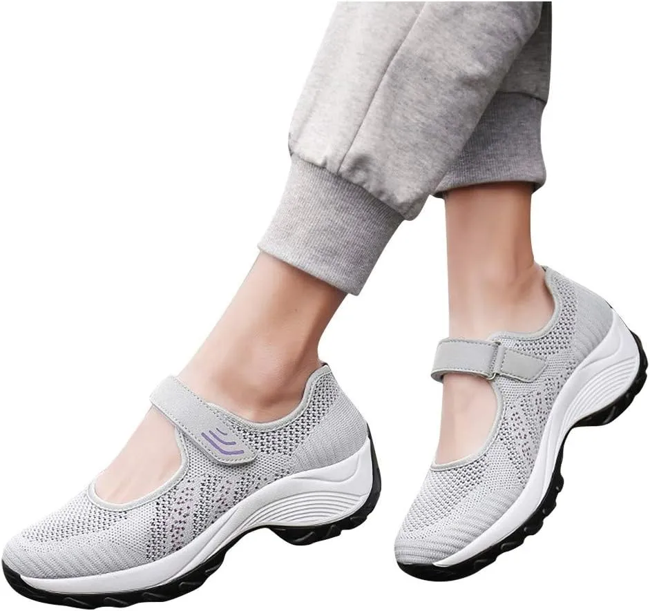 Women's Fashion Sneaker Mesh Slip On Black Non Slip Shoes for Women Comfortable Ladies Shoes Casual Slip On Loafers for Women Casual Grey Sneakers Women