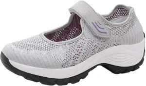Women's Fashion Sneaker Mesh Slip On Black Non Slip Shoes for Women Comfortable Ladies Shoes Casual Slip On Loafers for Women Casual Grey Sneakers Women